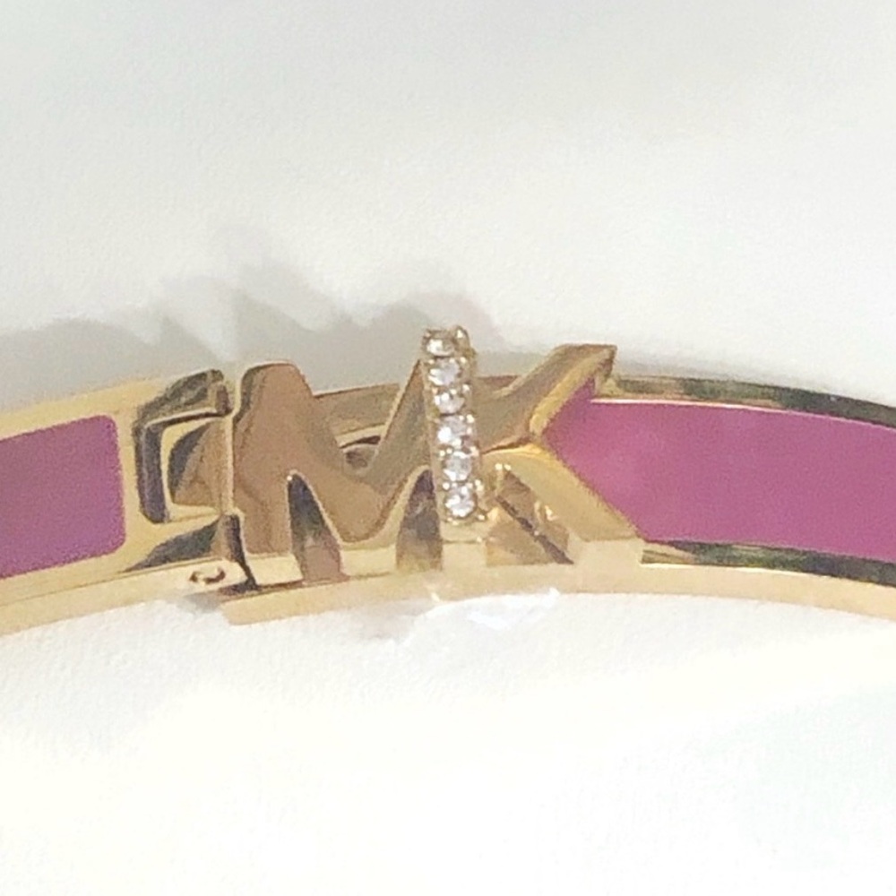 Michael Kors Haute Rose Gold Hot Pink Enamel Bangle Bracelet MKJ7705710 + MK BOX - Picture 3 of 13